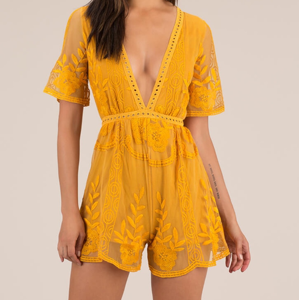 Yellow lace romper